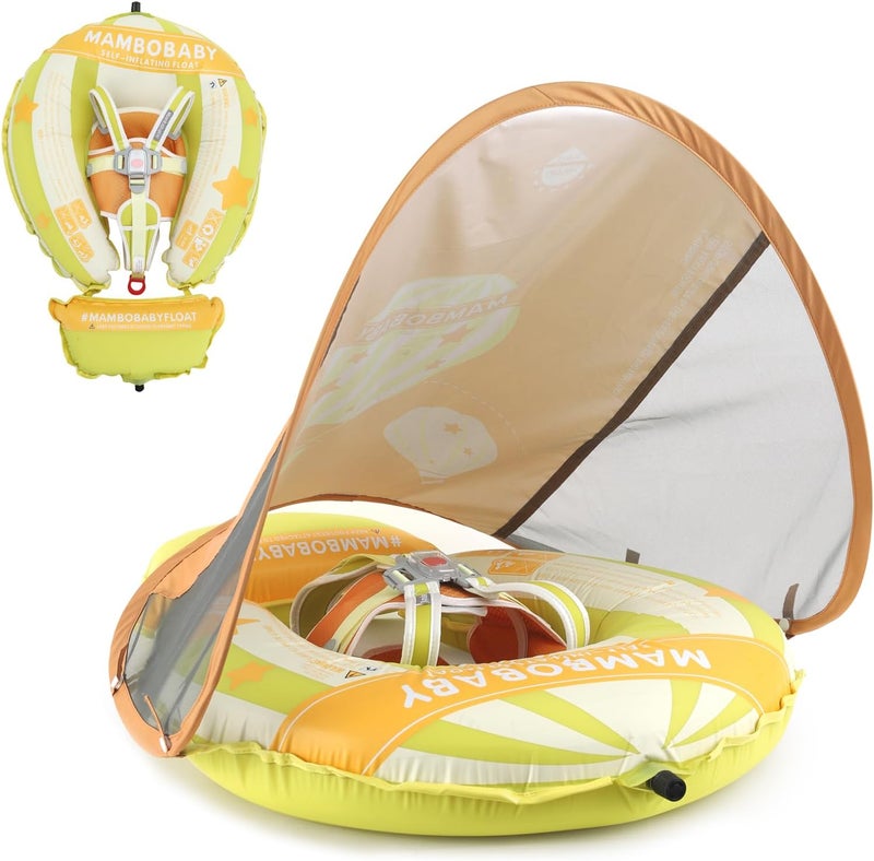 MAMBOBABYFLOAT Mambobaby Float Deluxe Baby Pool Float: Safe & Comfortable Swim Trainer for Infants & Toddlers, Non-Inflatable Design, UV Protection Canopy, Fun Water Experience for Ages 3-24 Months - Image 1